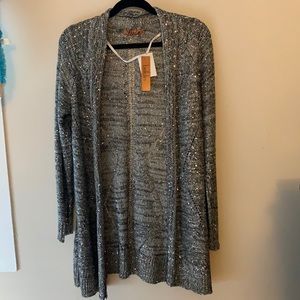 Belldini gray sequin long cardigan